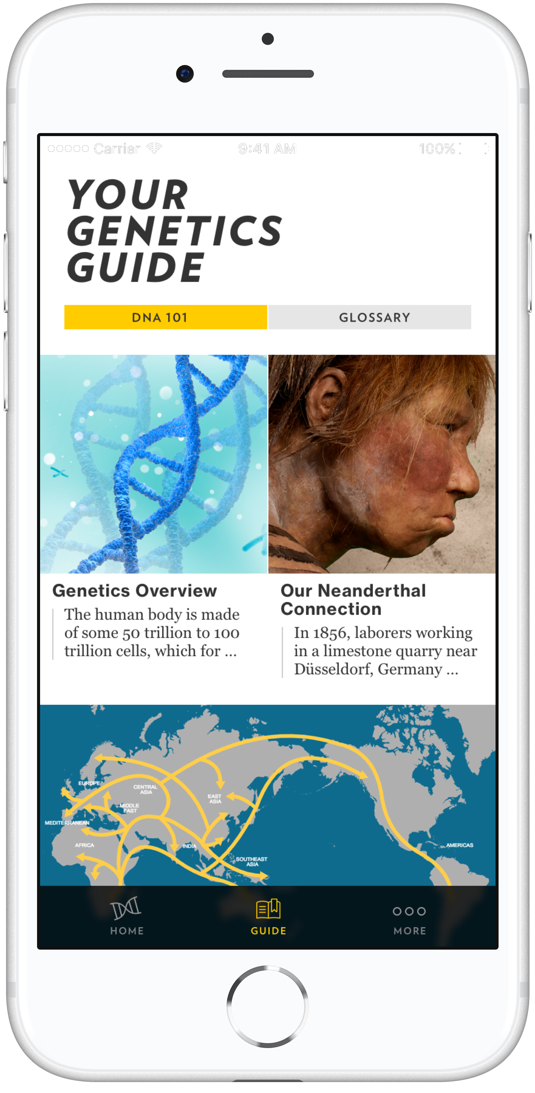 National Geographic genetics guide screen